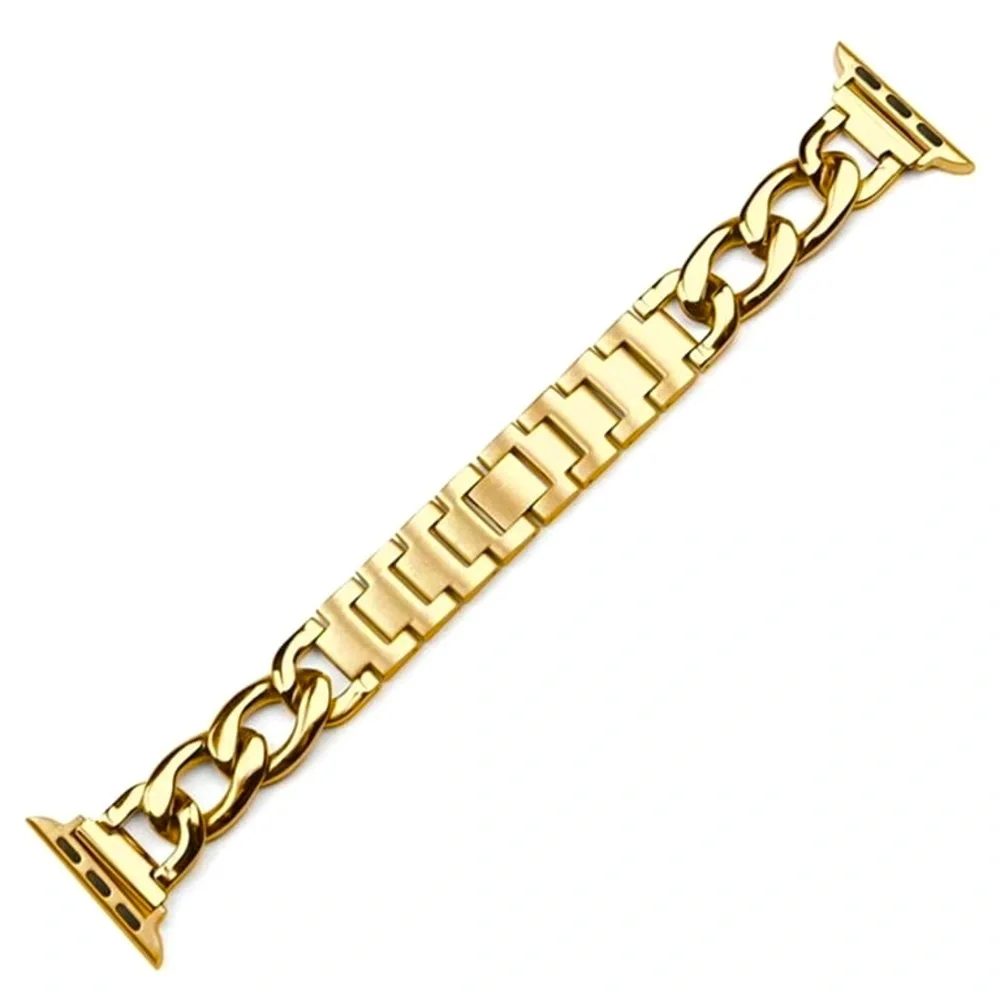 Apple watch strap 42mm 44mm 45mm cuban yellow gold stainless PVD plated iwatch